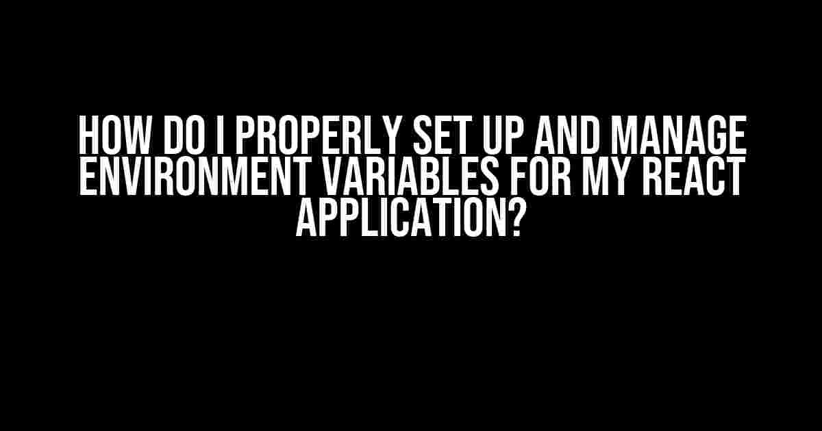 How do I Properly Set Up and Manage Environment Variables for My React Application?
